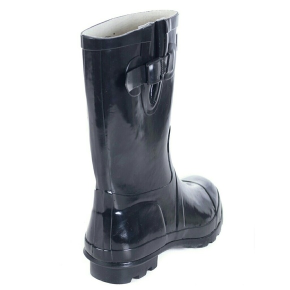 Women's Rainboots, Mid Calf Rain Boots, RB-1502, Black - Picture 2 of 3